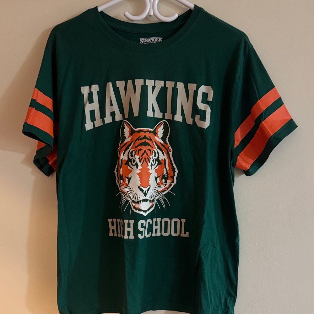 official stranger things Green and Orange Hawkins High School Kids T-Shirt